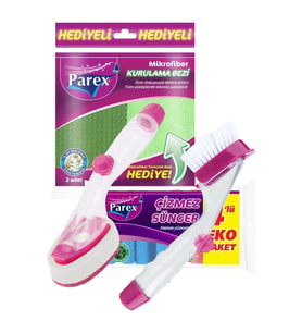Hazneli Sünger Fırça ,Çizmez Sünger ve Kurulama Bezi Paketi