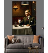 Mustafa Kemal Atatürk Ve Rakı Dekoratif Kanvas - Mdf Ahşap Tablo