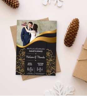 BK Gift Kişiye Özel Fotoğraflı Düğün Davetiyesi Model 96 (100Adet)