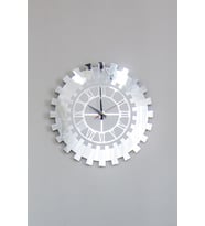 Modern Gümüş Güneş Duvar Saati Dekoratif Roma Rakamlı Mdf Üzeri Aynalı Pleksi 40x40 Cm