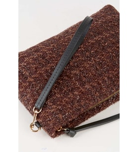 Kadın Bellis Tweet Kumaş Acı Kahve Astarlı Suni Deri Bilek Askılı Portföy El Ve Clutch Çanta