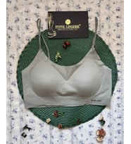 Valentina Fitilli İnce Askılı Hafif Destekli Kopçasız Dikişsiz Lazer Kesim Bralet/Sütyen/Büstiyer (Su Yeşili)