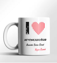 Kişiye Özel Afyonkarahisar Seninle Daha Güzel Tema Beyaz Kupa