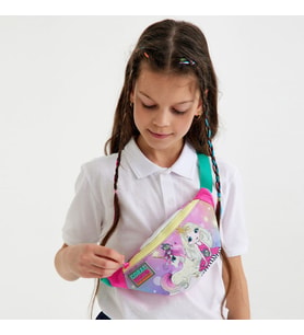 Coral High Kız Çocuk Günlük Bel Çantası - Pembe Unicorn ve Prenses (Çok Renkli)