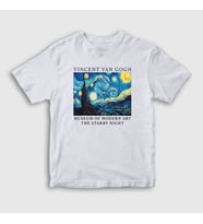 Presmono Unisex Çocuk Beyaz Starry Night V2 Art Painter Vincent Van Gogh T-Shirt 303259tt