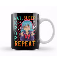 Cute Eat Sleep K Pop Repeat Kawaii Anime Girl Kpop Kupa Bardak Porselen