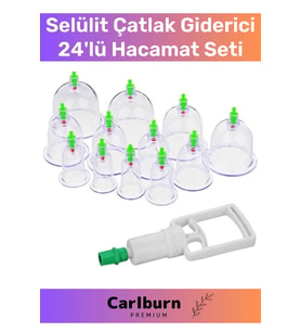 Premium Series Selülit Çatlak Giderici Vakumlu Masaj Aleti 24'lü Kupa Hacamat Seti