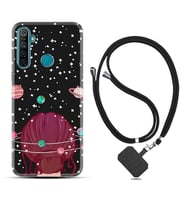 Realme 5i 5 Pro 6i 7 Pro 8 Kılıf Boyun Askılı Silikon Space Woman 1311