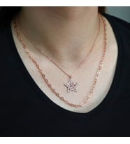Baget Taşlı Yıldız Kolye (Rose - Gold)