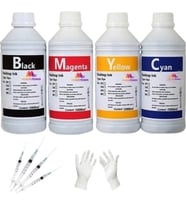 Tecprint Canon G3400 1 Litre Cmyk Muadil Mürekkep Seti+Enjektör+Eldiven
