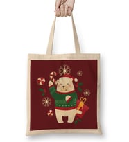 Happy Christmas Polar Bear Bez Çanta Uzun Saplı