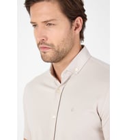 Gri Kısa Kol Düğmeli Yaka Cepsiz Performans Ürün Slim Fit  Gömlek 1004250256