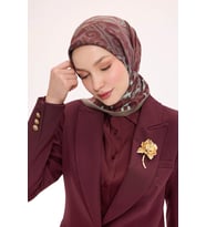 Dört Mevsim Antik Motif Viskon Velora Eşarp 6419 (A.Bordo)