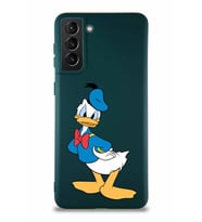Samsung Galaxy S21 Plus Soft Premier Kapak Donald Duck-D Tasarımlı Silikon Kılıf - Yeşil (Şeffaf)