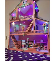 Led Hediyeli Ahşap Oyun Evi Bebek Evi 09123078768W3RQ