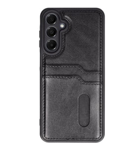 Samsung Galaxy S24 Fe Kılıf Sara Kartvizitli Deri Kılıf - Siyah