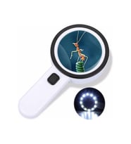 30x Büyütme 107mm Özel Çift Cam 12 Led Işıklı Büyüteç