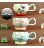 Pastel Çiçek Seramik Kahve Kupası BM-2364