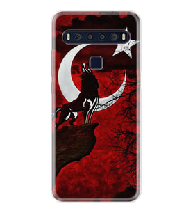 TCL 10L 10 Plus 10SE 20E 20SE 30SE L7 Kılıf Desemli Silikon Wolf and Moon 2 1381