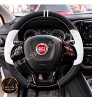Fiat Fiorino Dikme Direksiyon Kılıfı Delikli Deri Parlak Siyah Beyaz Detay Çift Yüzük ve Dikiş 2016-2026