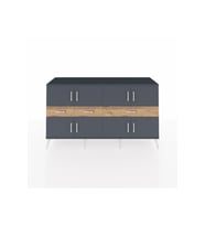 Kronos Konsol 5 Raflı 3 Çekmeceli 8 Kapaklı 176x59x99 Antrasit-Antrasit/Çam