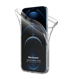 Microsonic Apple iPhone 14 Pro Kılıf 6 Tarafı Tam Full Koruma 360 Clear Soft Şeffaf