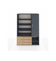 Hyperion Dolap 9 Raflı 3 Çekmeceli Tek Kapaklı  132x44x195 Antrasit-Antrasit/Çam