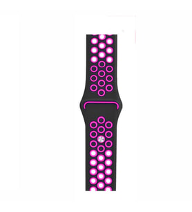 Watch Siyah-Pembe Nike Kordon 42-44 mm Esnek Silikon Delikli Şık Tasarım