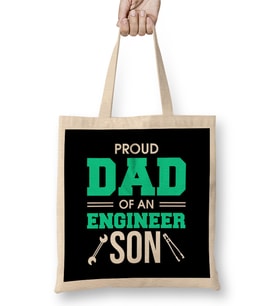 Proud Dad Of An Engineer Son Engineering Father Bez Çanta Uzun Saplı