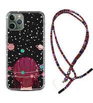 Apple iPhone 11 12 13 14 Pro Max Kılıf Boyun Asklı Rasta Silikon Space Woman 1311