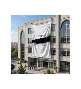 10 Kasım Atatürkü Anma Sonsuz Saat Temalı Anma Bayrağı Poster Bayrak Raşel Kumaş 6x9 metre ATA49