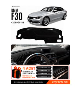 BMW F30 (2010-2018) Uyumlu Torpido Örtüsü Torpido Kılıfı - Siyah