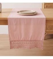 Pudra Lacy Pamuklu Dantelli Runner 40x150 cm
