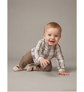 LCW baby Kahverengi Hakim Yaka Erkek Bebek Gömlek Ve Pantolon