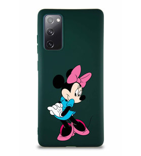 Samsung Galaxy S20 FE Soft Premier Kapak Minnie Mouse-F Tasarımlı Silikon Kılıf - Yeşil (Şeffaf)