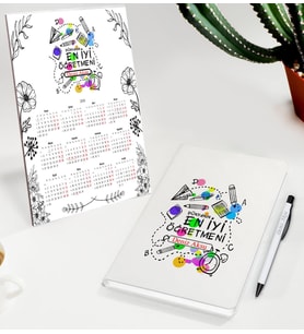 BK Gift Kişiye Özel İsimli Öğretmenler Günü Tasarımlı Defter Tükenmez Kalem ve Masaüstü 2024 Takvim Hediye Seti - 4, Öğretmene Hediye, Öğretmenler Günü