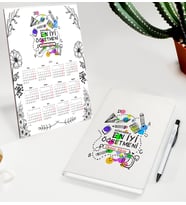 BK Gift Kişiye Özel İsimli Öğretmenler Günü Tasarımlı Defter Tükenmez Kalem ve Masaüstü 2024 Takvim Hediye Seti - 4, Öğretmene Hediye, Öğretmenler Günü
