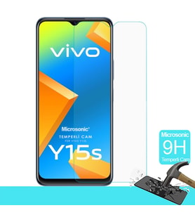 Microsonic Vivo Y15s Tempered Glass Cam Ekran Koruyucu (Renksiz)