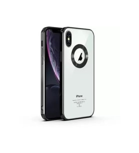 Oppo A15S Kılıf Logo Yeri Açık Kamera Lens Korumalı Renkli Kenarlı Şeffaf Silikon (Siyah)