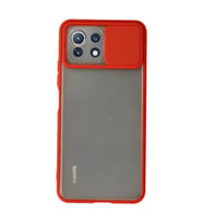 Xiaomi Mi 11 Lite Kılıf Palm Buzlu Kamera Sürgülü Silikon - Kırmızı