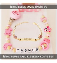 Sahi Aksesuar İsimli Bebek Emzik Zinciri ve İsimli Bebek Künye Seti BEZYI567