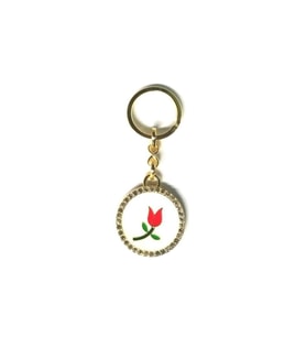 Lale Motifli Metal Anahtarlık Hediyelik Çanta Aksesuarı (Renksiz)