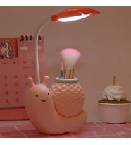Masa Üstü Salyangoz Tasarımlı Kalemlik Led Lamba (Pembe)