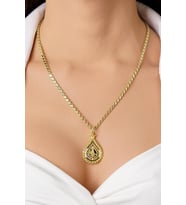 14 Ayar Altın Pullu Zincirli Tuğra Uçlu Kolye (Rose)