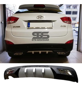 Hyundai ix35 Difüzör Arka Tampon Eki 2 Egzoz Çıkışlı Gri