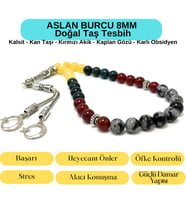 Sertifikalı Aslan Burcu 8mm 33lük Doğal Taş Tesbih