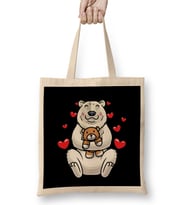 Kawaii White Polar Bear Stuffed Animal With Hearts Ice Bear Bez Çanta Uzun Saplı