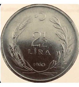 Madeni 2.5 Lira 1960 yılı Koleksiyon para