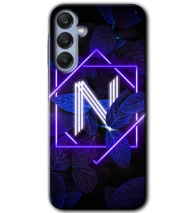 Galaxy A35 Kılıf HD Desen Baskılı Kılıf - Dark Neon Yaprak N Harfi