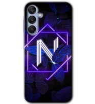 Galaxy A35 Kılıf HD Desen Baskılı Kılıf - Dark Neon Yaprak N Harfi